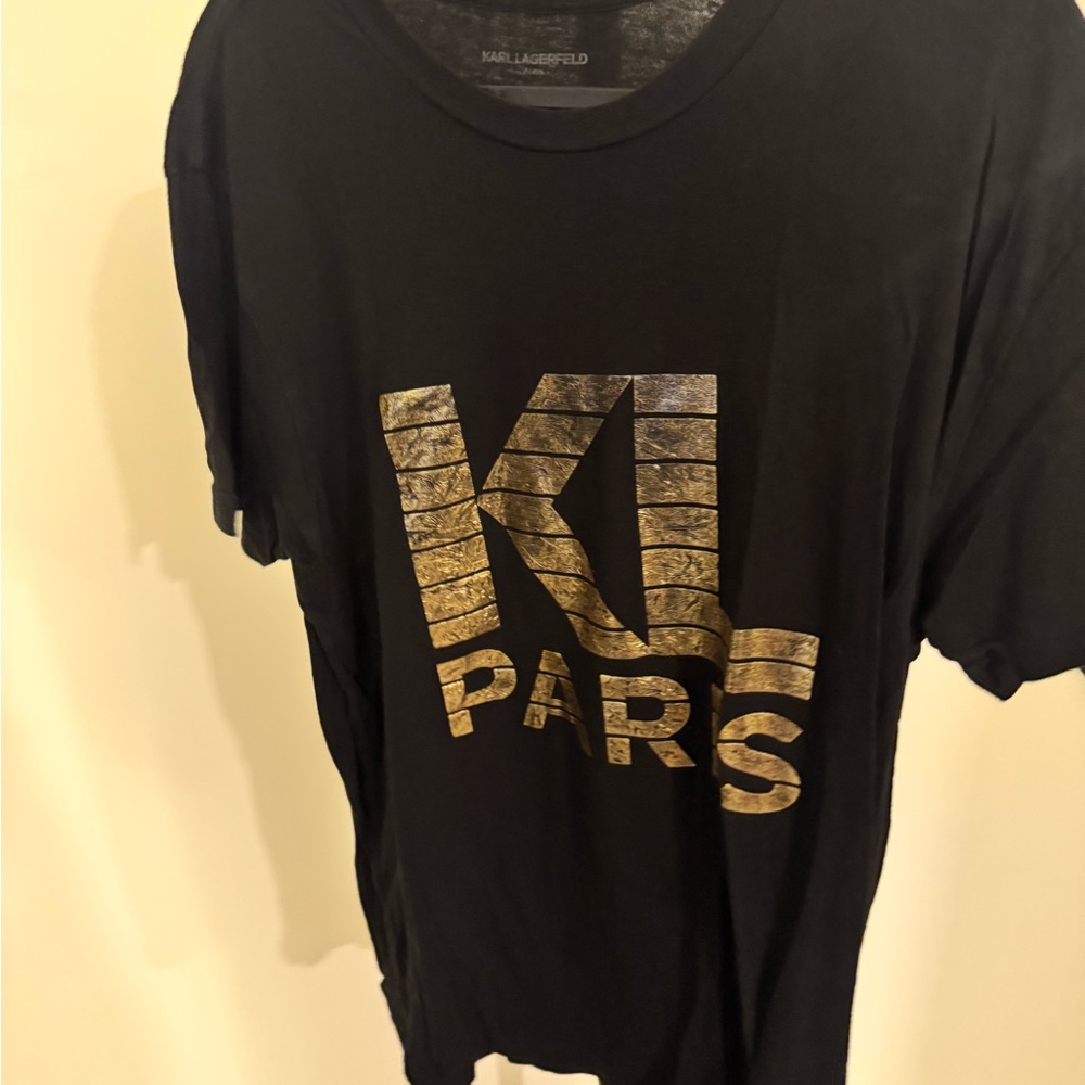 Karl Lagerfeld Black Tee with White Text